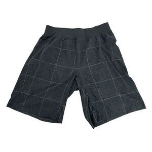 Lululemon Run Athletic Shorts w/ Pockets Black/ Gray Window Pane Check‎ Men's L